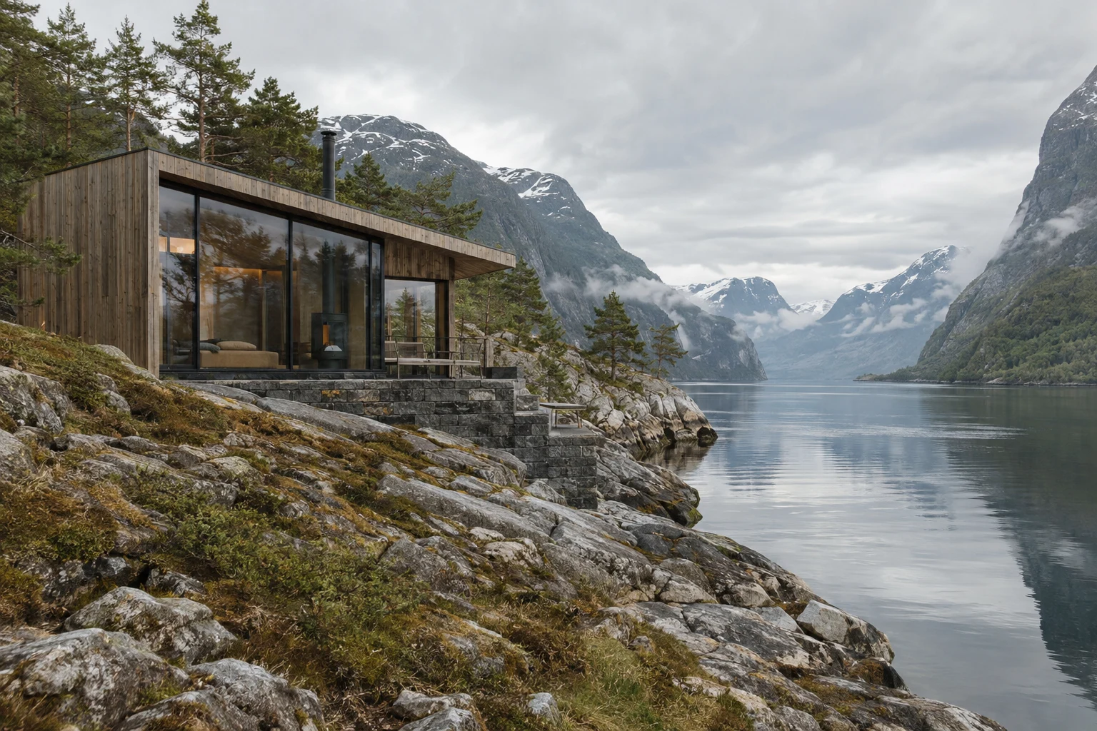 A timber retreat quietly settled into its landscape